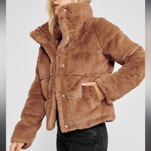 A&F Faux Fur Mini Puffer